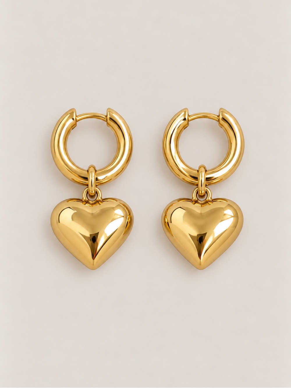 New! Gold Puffy Heart Huggie Hoop Earrings NWOT